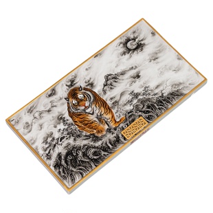 圣山景德镇手绘粉彩虎啸山林陶瓷茶盘茶具国风手绘干湿两用茶台