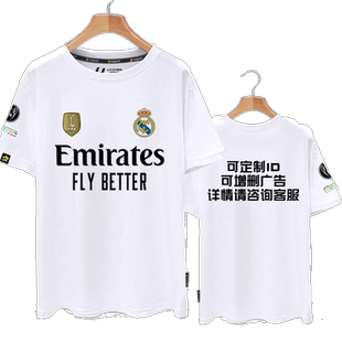 皇马队服足球迷服本泽马维尼修斯短袖t恤衫男女纯棉半袖体恤球衣