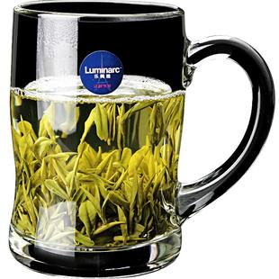 乐美雅玻璃杯家用水杯耐热泡茶杯钢化微波牛奶杯带把早餐喝水杯子