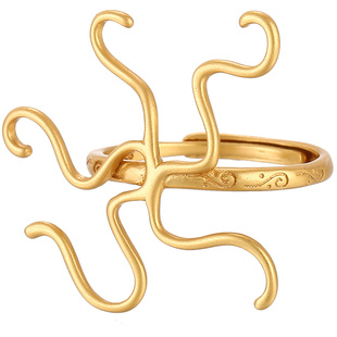 异形不规则戒指空托随形18K金戒托diy配件翡翠珍珠貔貅复古戒指托