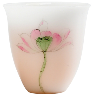 德化陶瓷纯手绘茶杯品茗杯精工客杯高档功夫茶具单杯个人白瓷冰种