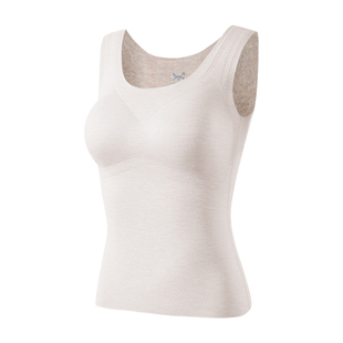 猫人羊绒保暖背心女带胸垫文胸一体德绒发热加绒无痕打底吊带内衣