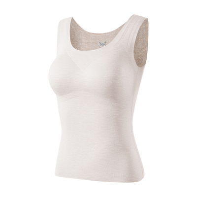 猫人羊绒保暖背心女带胸垫