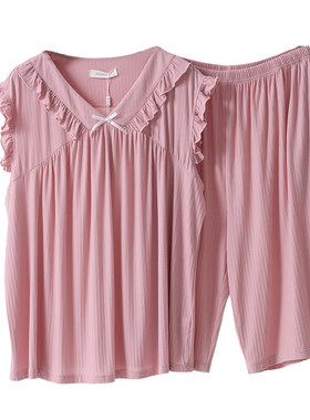 睡衣大码女夏季薄款宽松家居服