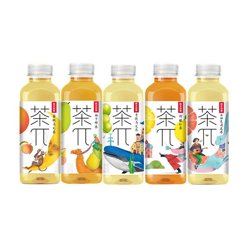 农夫山泉茶兀500ML茶饮料茶派蜜桃乌龙茶柠檬红茶青提乌龙茶饮料