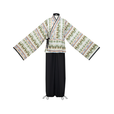 花朝记｜森鹿｜晋制汉服晋襦灯笼裤印花黑色人棉天丝日常森系秋装