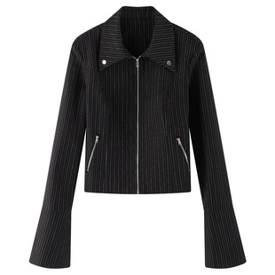 十一石 本命套装 条纹西装外套女低腰短款裙裤休闲两件套2025新款