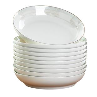 陶瓷盘子菜盘家用炒菜盘碗套装新款2024金边轻奢餐具精致餐盘饭盘