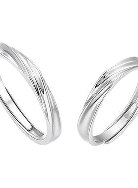 I Do&Co.浪漫絮语情侣对戒925银小众戒指一对纪念日礼物送男女友