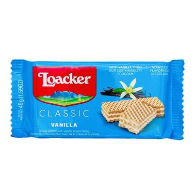 奥地利进口loacker威化莱家香草巧克力可可牛奶威化饼干45g零食