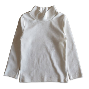 男女童纯棉中高领磨毛长袖打底衫纯白纯黑秋冬无荧光弹力保暖内衣