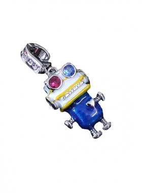 女红蓝眼锆石AB眼滴釉机器人吊坠