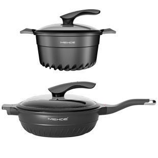 麦饭石微压锅 汤锅不粘锅家用电磁炉燃气灶 双耳炖锅煲汤锅蒸煮锅