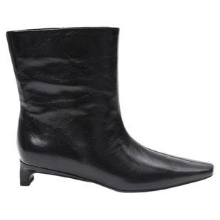 UDV时髦复古细跟短靴女2025秋季新款真皮单靴宽筒靴子方头摩登