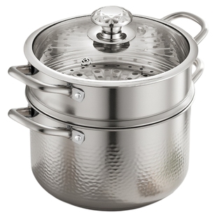 赫巴兹 316不锈钢锤纹汤锅家用无涂层炖煮锅双耳火锅电磁燃气通用