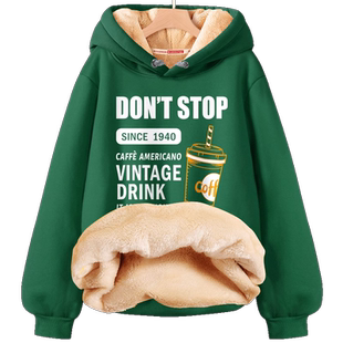 加绒卫衣男冬季连帽加厚羊羔绒上衣青少年初中学生秋冬款保暖外套