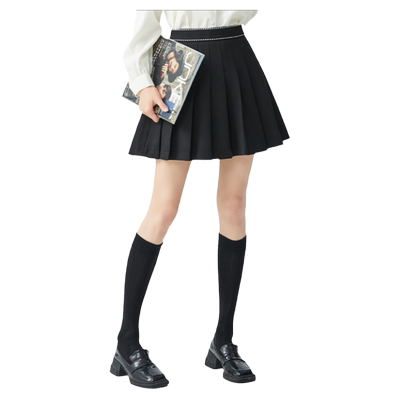 轩日百褶a字高腰半身裙