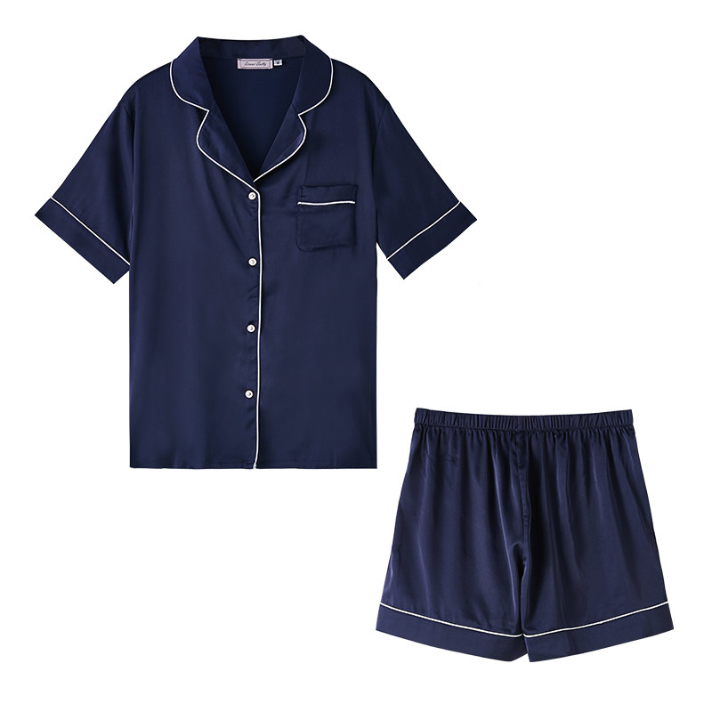 冰丝睡衣女夏季薄款短袖短裤两件套夏天时尚女士家居服套装可外穿