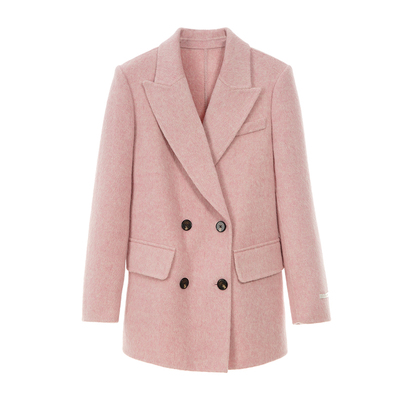 SOMSOM/索玛绵羊毛设计气质高级感西装领双面呢大衣保暖毛呢外套