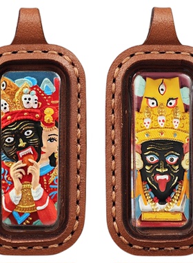 纯手绘扎基拉姆双面擦擦唐卡吊坠