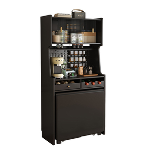 美式全实木折叠餐桌餐边柜一体小户型家用多功能法式边柜靠墙酒柜