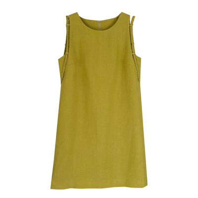 绿色高级感无袖背心连衣裙