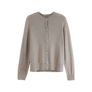 洪陵【天糯绒系列】100%山羊绒小圆领针织开衫女