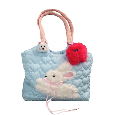 可可爱爱的彩色波点狗狗单肩