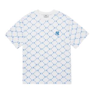 MLB官方 男女情侣T恤老花满印刺绣LOGO短袖运动休闲潮夏季TSM40