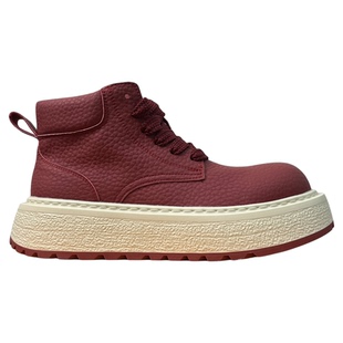 男鞋潮牌高级感百搭爆款痞帅超火红色时尚休闲加绒增高厚底马丁靴