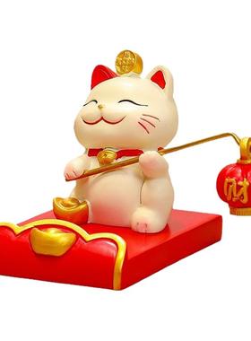 手机支架招财猫伴手礼小摆件桌面装饰摆件国风创意摆件手机支架