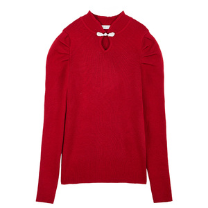 厵yuan童装女童新年毛衣立体绣花2025冬中大童加厚上衣亲子装年服