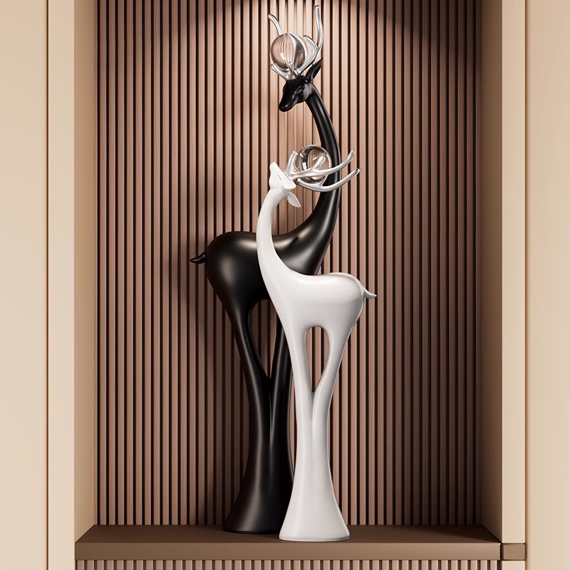 招财鹿入户玄关装饰摆饰轻奢高档客厅壁龛高级感结婚乔迁新居礼物