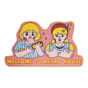 左咸敦道美式复古入户地垫防滑地垫卧室卡通可ins爱进门入口垫子