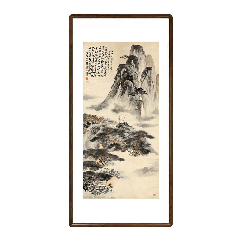 新中式张大千拟石涛山水图挂画