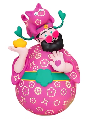 高级感四喜财神客厅落地装饰摆件