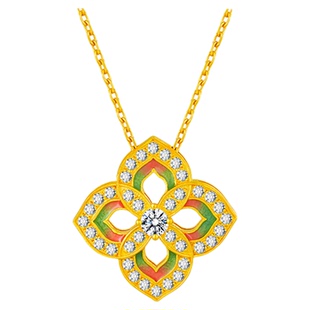 金至尊锦绣芳华黄金项链新款足金项链镶钻黄金颈链金链子生日礼物