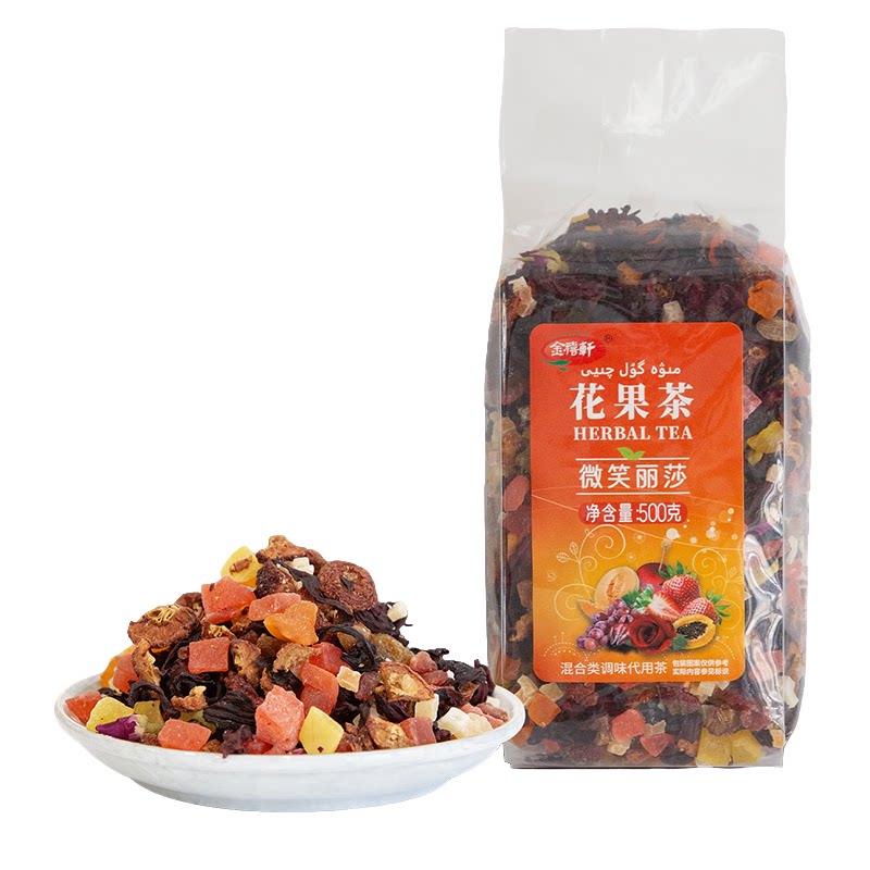 一斤金禧轩微笑丽莎水果茶草莓味花果茶500克袋装果粒茶7个口味