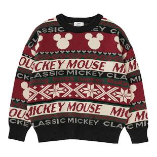 MOUSSY 迪士尼合作款米奇图案LOGO圆领针织毛衣女010GAL70-5080