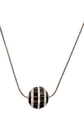 小众简约釉彩条纹圆球项链
