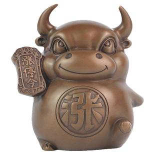 铜聚德 纯紫铜涨停旺市办公室桌面牛气冲天生肖卡通牛炒股吉祥物