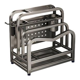 日本2025新款不锈钢刀架置物架菜板一体厨房多功能刀具砧板收纳架