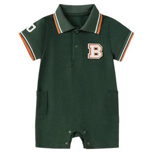babylove婴儿连体衣男女宝宝夏季薄款外出服休闲运动短爬短袖哈衣