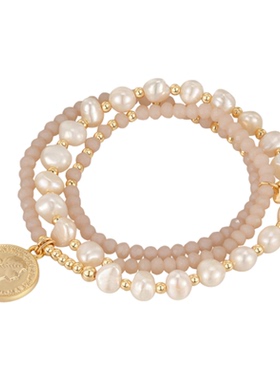 阿吉豆手链女款中式珍珠叠戴蝴蝶