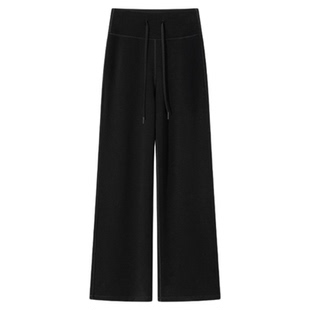 MissWiss阔腿裤女2025新款高腰垂感直筒裤百搭显瘦宽松运动休闲裤