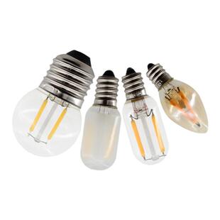 LED磨砂茶色玻璃透明复古灯丝灯泡E14E27E12螺口蜡烛水晶灯G40T22