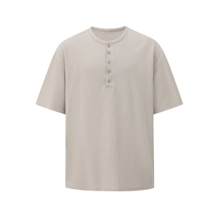 MRCYC亨利领短袖T恤男夏季宽松休闲半袖体恤韩系通勤老钱风穿搭潮