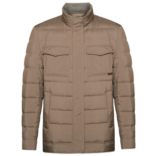 SATCHI沙驰男装男士短款卡其色轻薄羽绒服立领无帽外套中年休闲