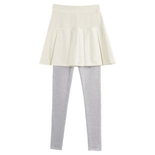 假两件打底裤女秋冬外穿一体百褶半身裙大码新款高腰加厚小脚裙裤