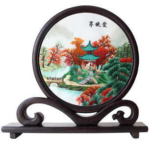 湘绣 爱晚亭 橘子洲头 恰同学少年 牡丹双面绣摆件装饰画手工刺绣